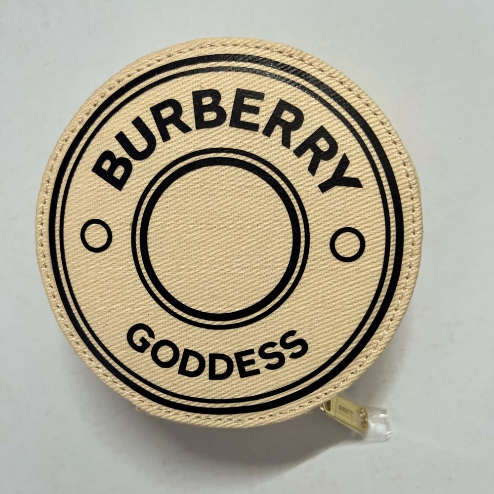 Burberry Goddess 5" Zip Around Travel Jewelry Case Round Clutch Makeup Bag NWT